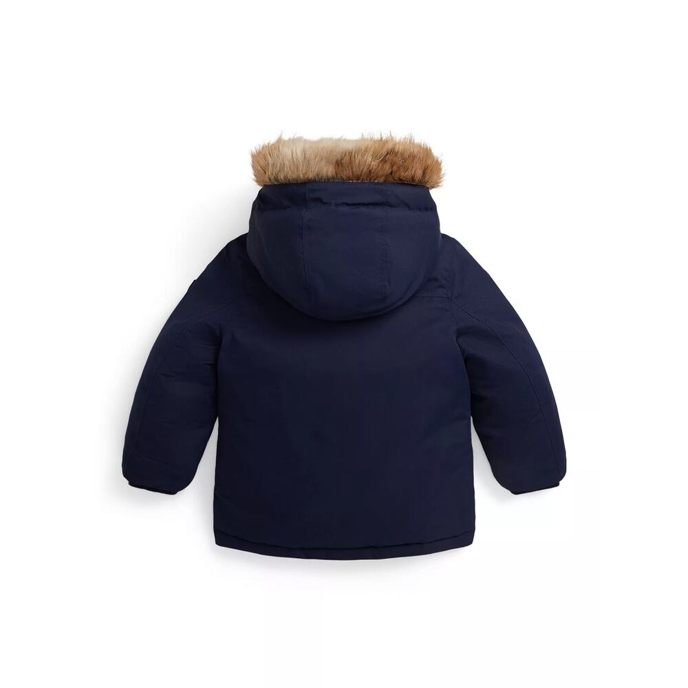 Polo Ralph Lauren Boys Faux Fur Down Parka Navy Size 3 NWT $245 - Picture 2 of 4